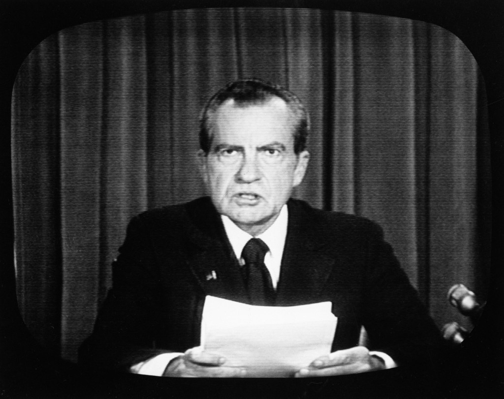August 8, Nixon announces his resignation