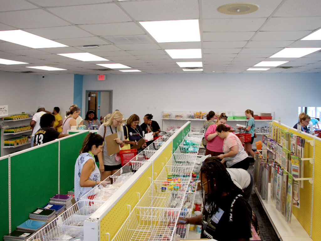Teachers pick up school supplies at WakeEd’s Capital Boulevard shop, which lets teachers, who often pay out of pocket for supplies, get items on a points system instead.