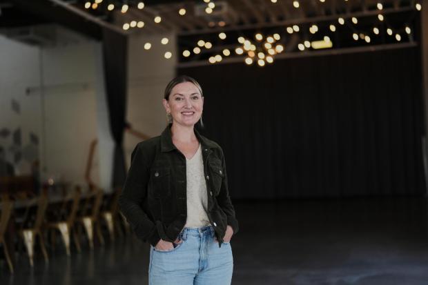 Christina Elsass, co-owner and venue manager of Mojave East, poses for a portrait Monday, Aug. 4, 2025, in Newtown, Ohio. (AP Photo/Joshua A. Bickel)