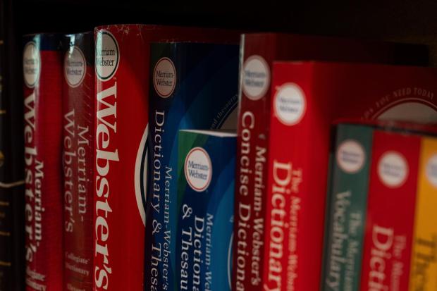 Dictionaries are displayed for sale at Powell's Books on Thursday, Sept. 18, 2025, in Portland, Ore. (AP Photo/Jenny Kane)
