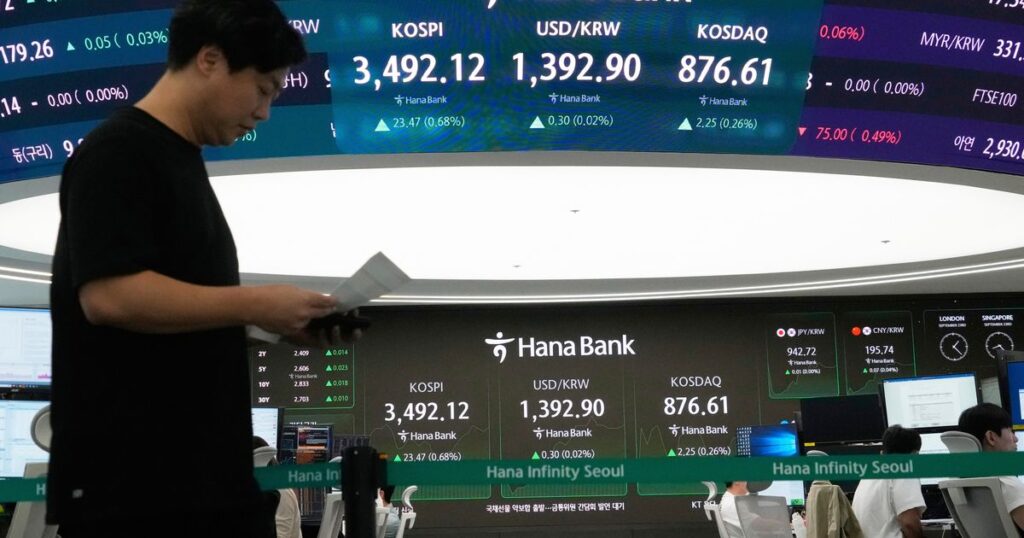 Asian shares trade mixed after US stocks set more records