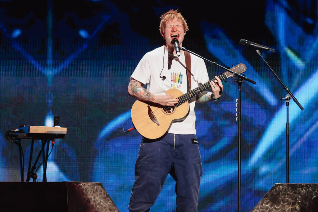 Ed Sheeran performs during night two of the iHeartRadio Music Festival at T-Mobile Arena Saturd ...