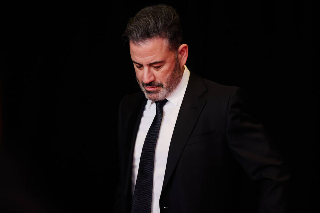 Jimmy Kimmel readies himself to walk the red carpet at the Power of Love gala at the MGM Grand ...