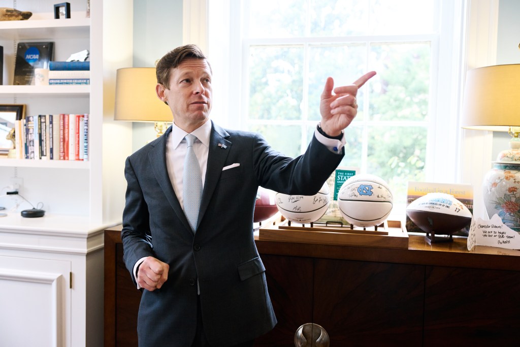 UNC Chancellor Lee Roberts gives a tour of his office in Chapel Hill, NC.