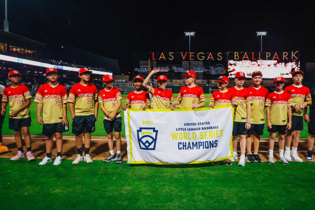 Summerlin South, the Little League U.S. Champions, are honored at a Las Vegas Aviators game at ...