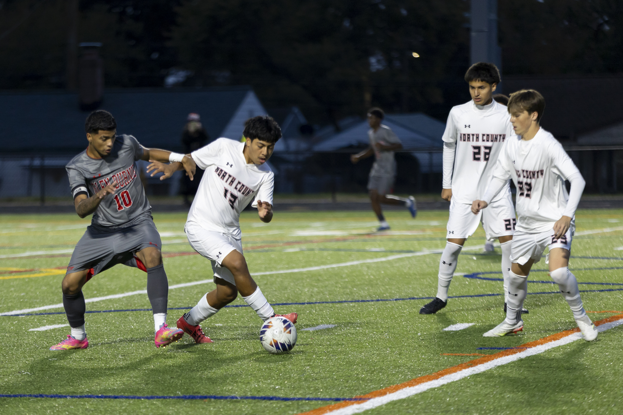 Yadid Lopez Chavez strips the ball from Adolfo Florian during...