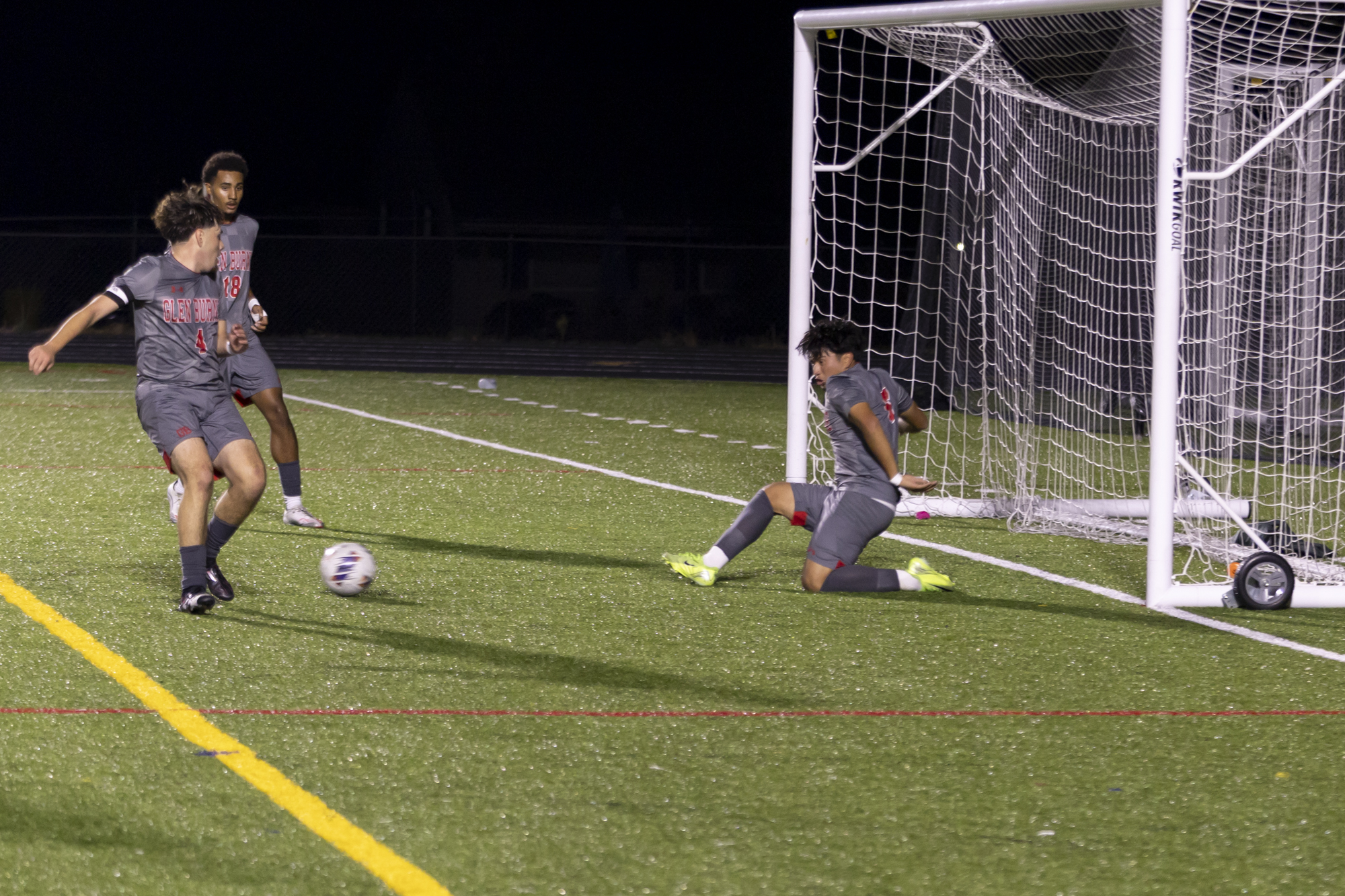 Fran Garcia makes a save during a flurry of shots...