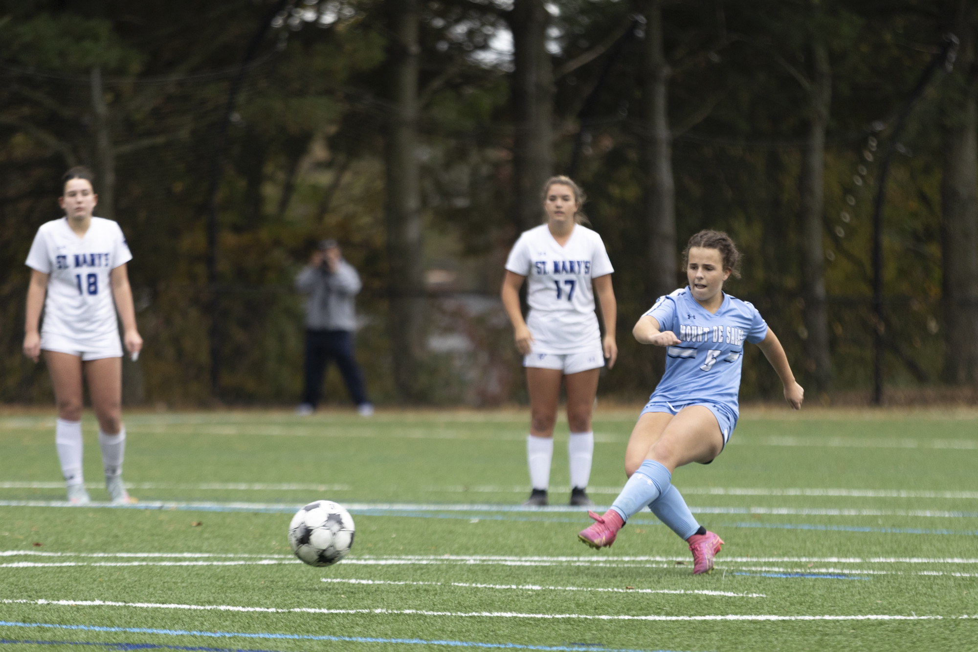 Mount de Sales’ Lyla Hamel scores on her second penalty...