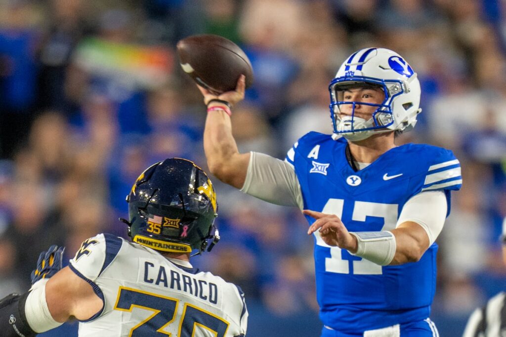 BYU football, Bear Bachmeier beat West Virginia at LaVell Edwards Stadium in Provo