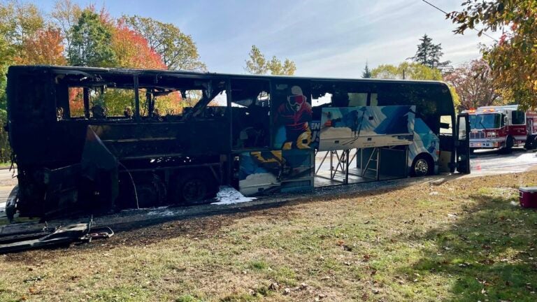 Bus carrying UMass Lowell students catches fire