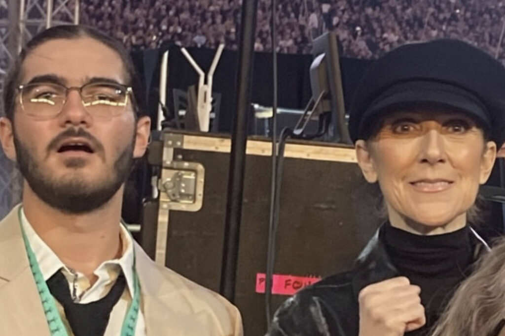 Celine Dion is shown with her son Eddy Angelil at Paul McCartney's "Got Back" tour performance ...