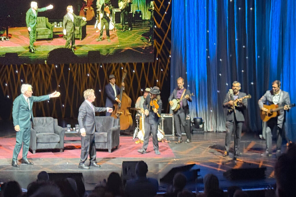 Steve Martin and Martin Short toast the late Diane Keaton at the end of "The Dukes of Funnytown ...