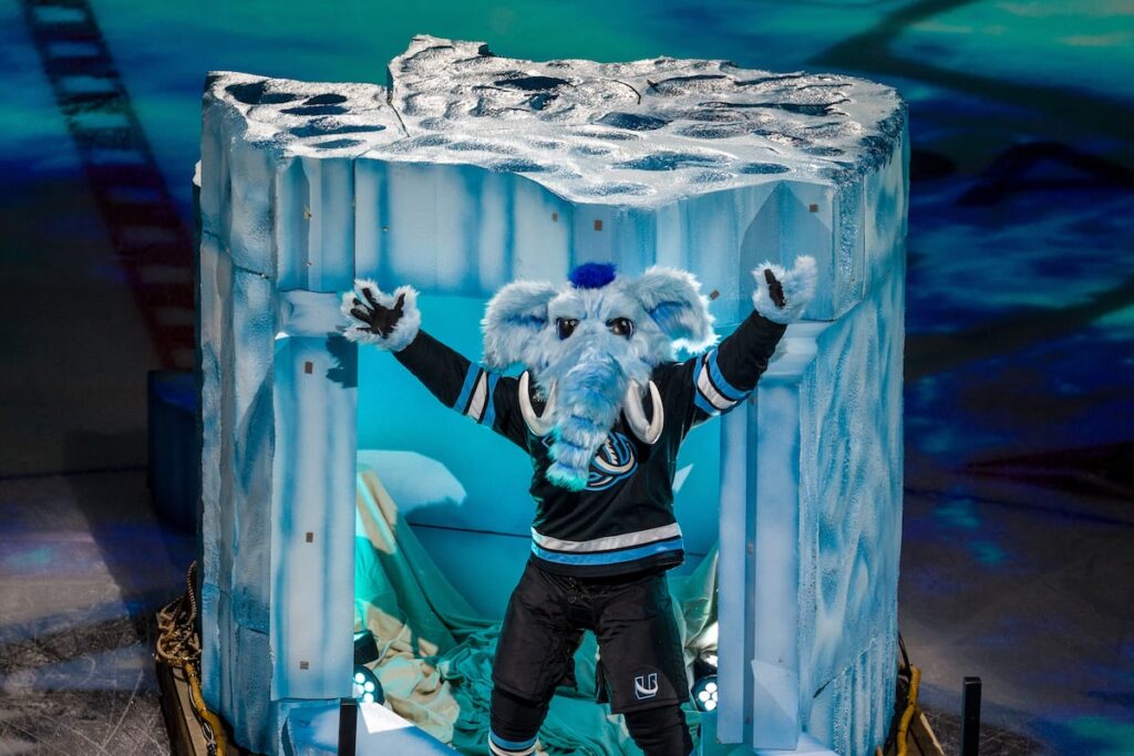 Utah Mammoth mascot Tusky revealed before Delta Center opener vs. Calgary Flaems