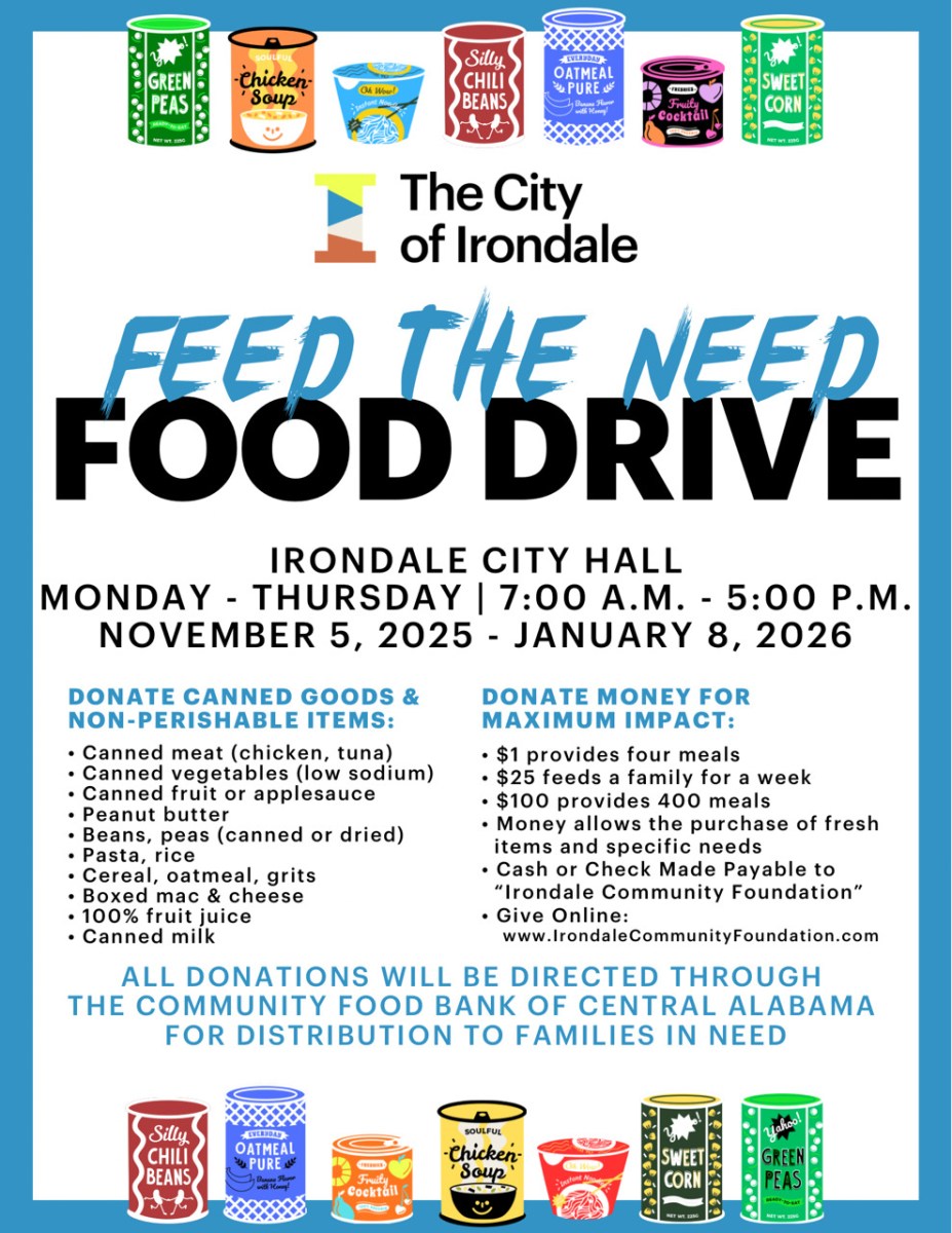 flyer for Irondale Food Drive 2025