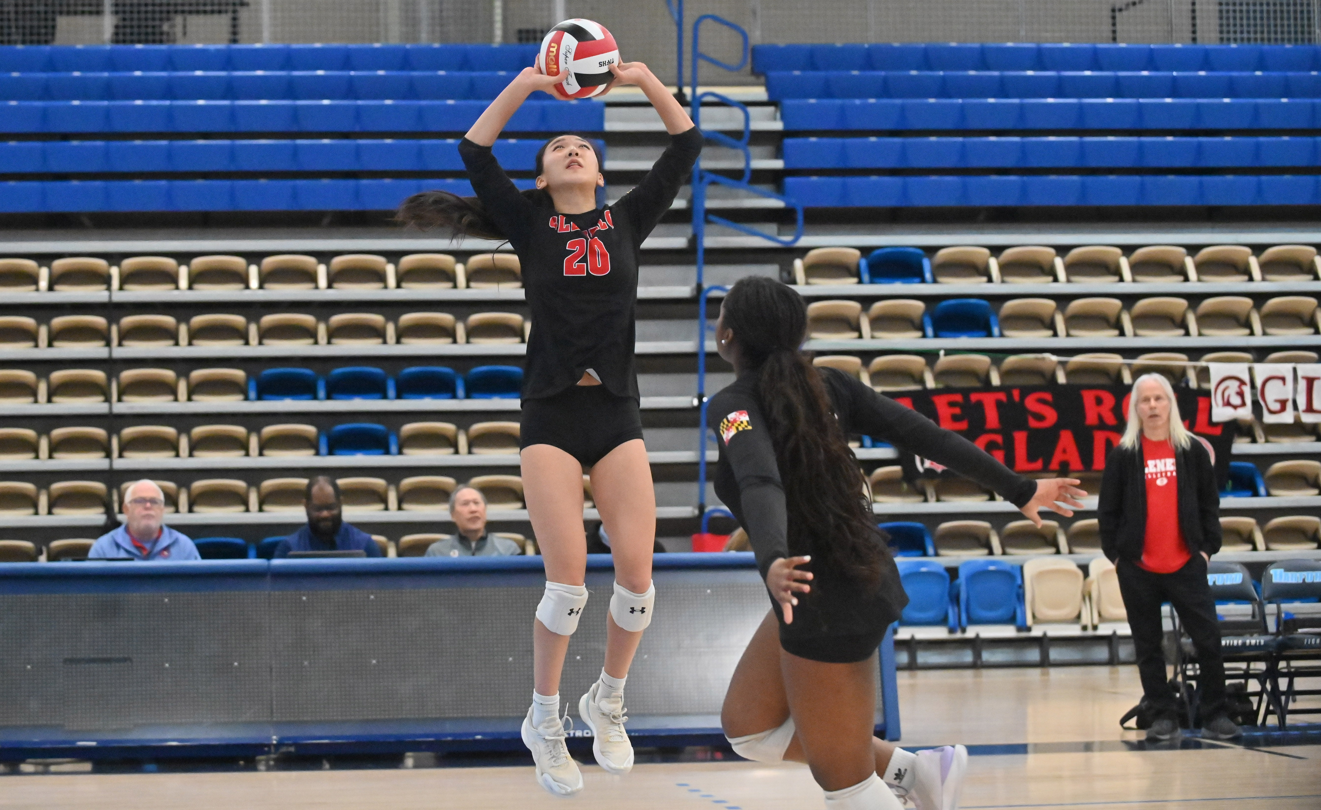 Glenelg's Jessica Li sets the ball for a teammate against Williamsport during the Class 2A volleyball state championship at Harford Community College on Saturday. (Brian Krista/Staff)