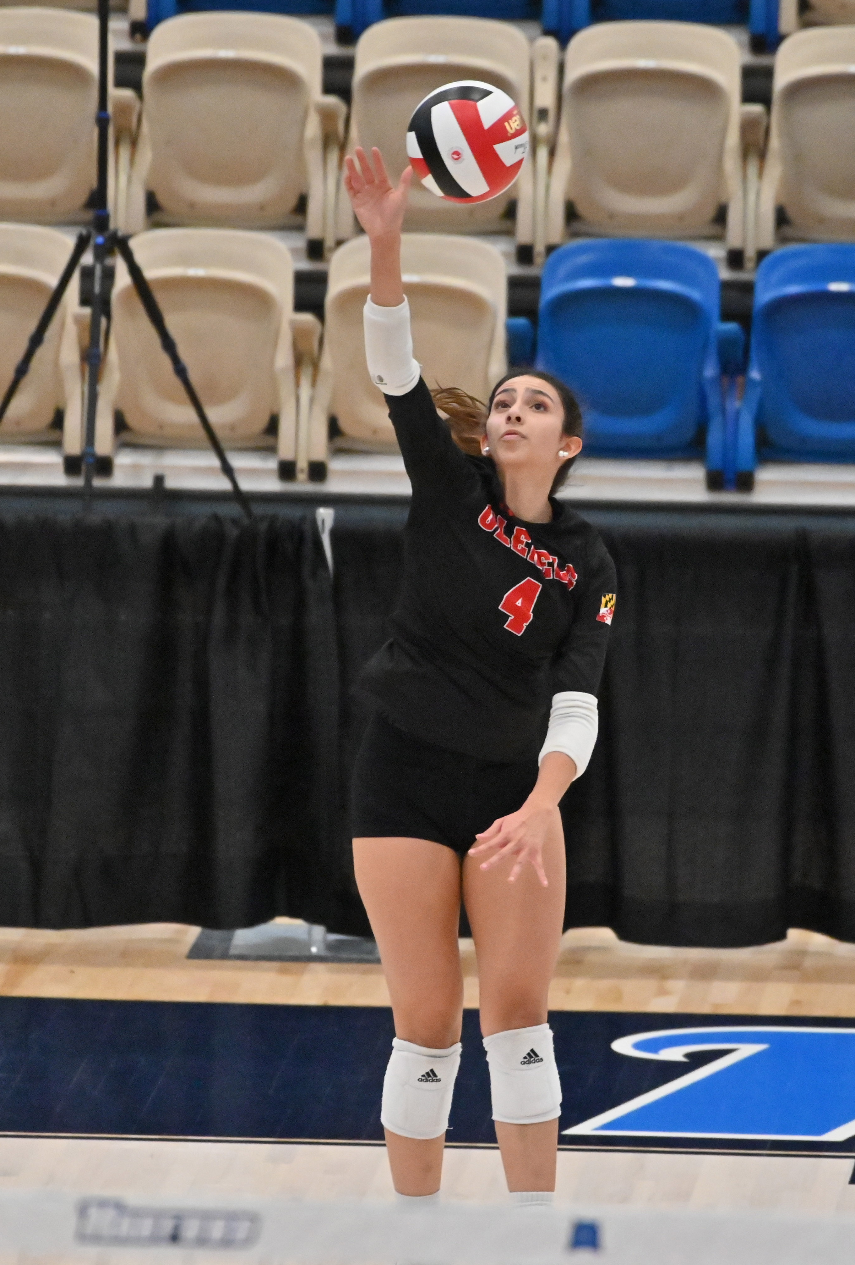 Glenelg's Isard Bernades serves to Williamsport during the Class 2A volleyball state championship at Harford Community College on Saturday. (Brian Krista/Staff)
