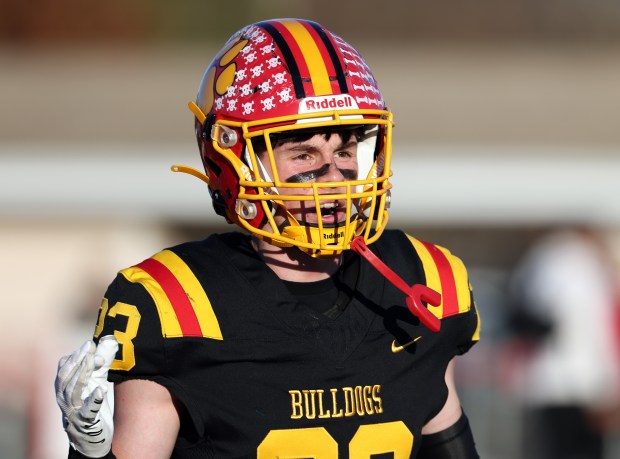Batavia's Andrew Culotta (23)returns to the sideline in the fourth quarter during a Class 7A state quarterfinal game against Glenbard North in Batavia on Saturday, Nov. 15, 2025.H. Rick Bamman/for the Beacon-News