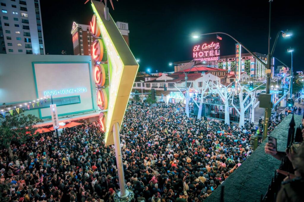 The scene at the Feed The Block party on Fremont East is shown on Monday, Oct. 27, 2025. The ev ...