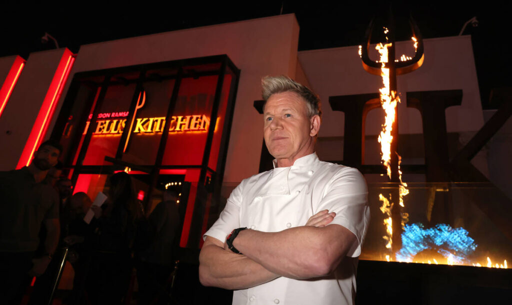 Chef Gordon Ramsay poses at his Hell’s Kitchen restaurant at Caesars Palace on the Strip in L ...