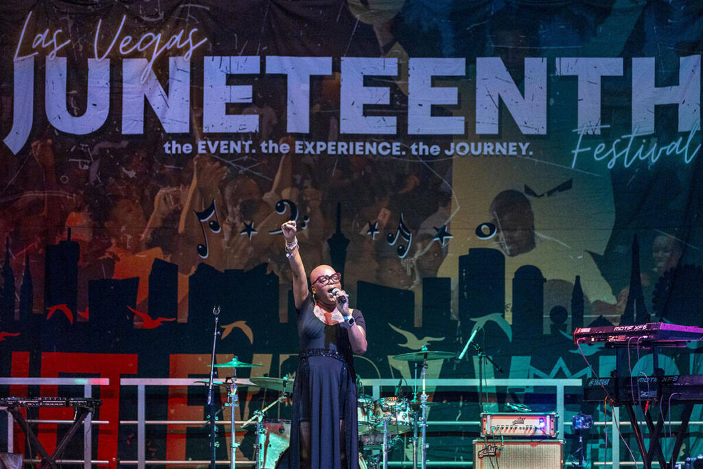 Singer Tymara Walker performs Lift Every Voice and Sing often referred to as "The Black Nationa ...