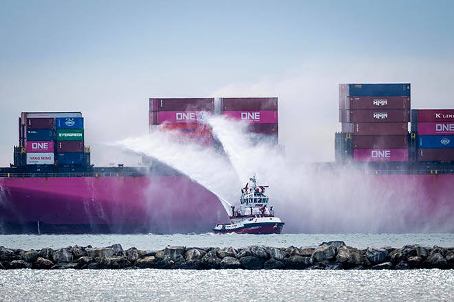 Port of Los Angeles operational as firefighters battle cargo ship blaze