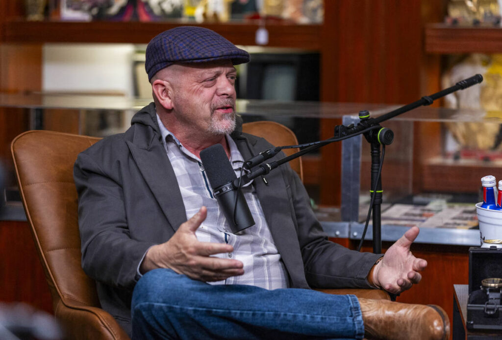 Rick Harrison asks a question of guest former UFC champ Chuck Liddell as he and Austin "Ch ...