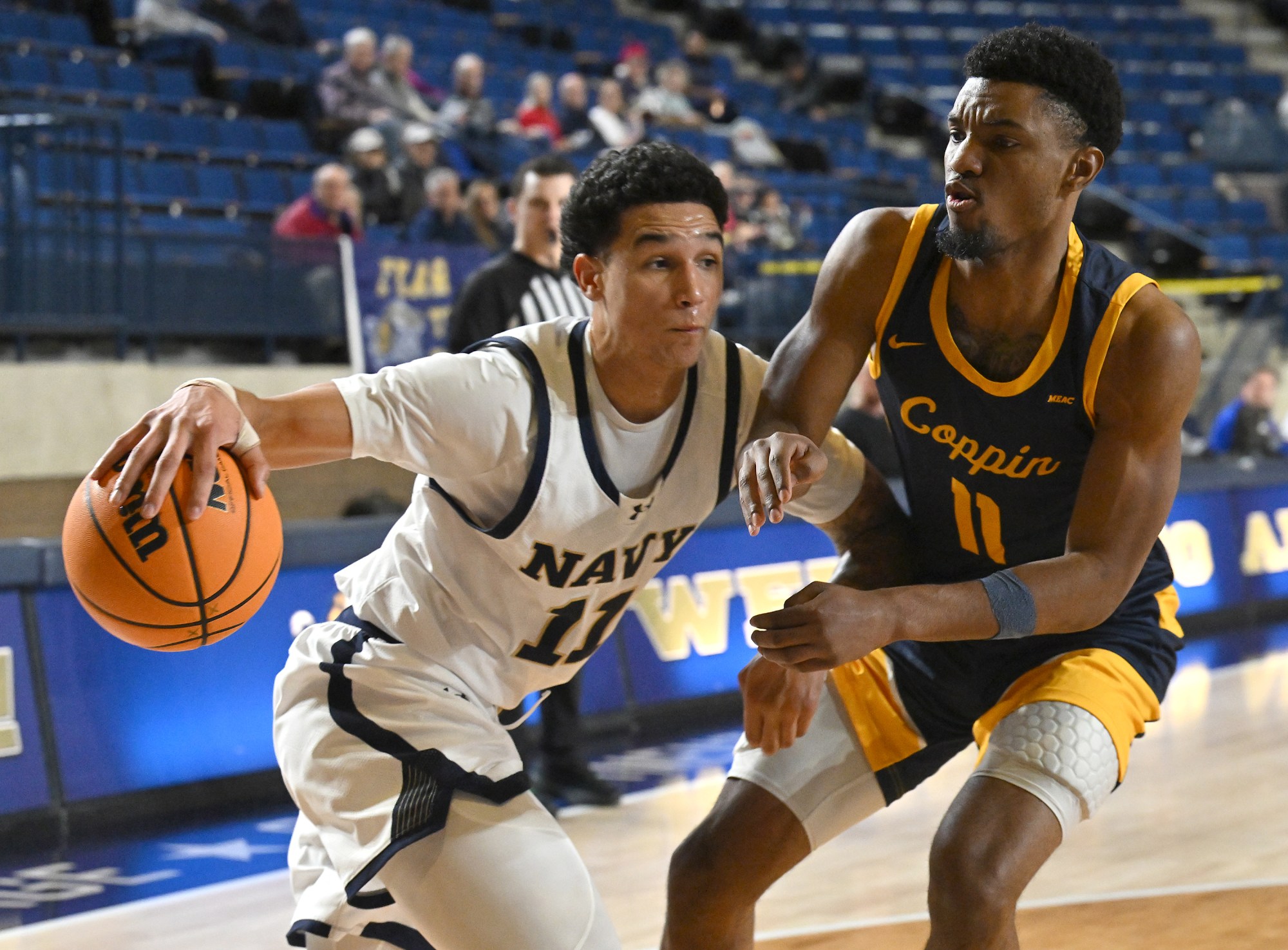 Dec. 19, 2025 Navyâs Donovan Draper drives by Coppin Stateâs...