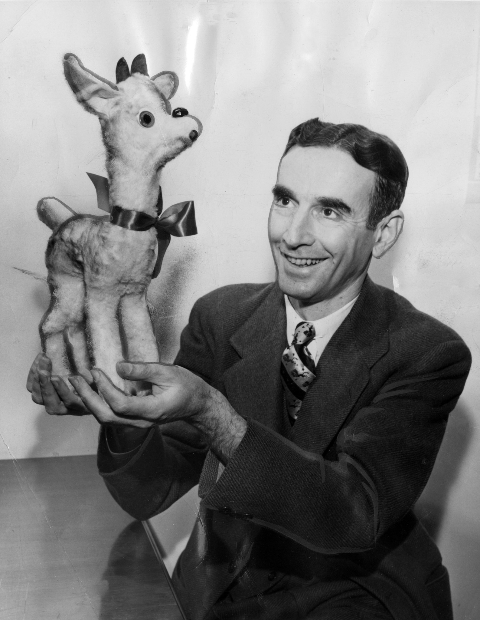 Robert L. May, an advertising copy writer for Montgomery Ward & Co. in Chicago, dreamed up a Christmas fable on order. This photo shows May, circa 1948.