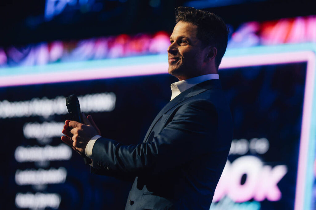 Mark Shunock hosts during the 12th anniversary of Mondays Dark at the Theater at Virgin Hotels ...