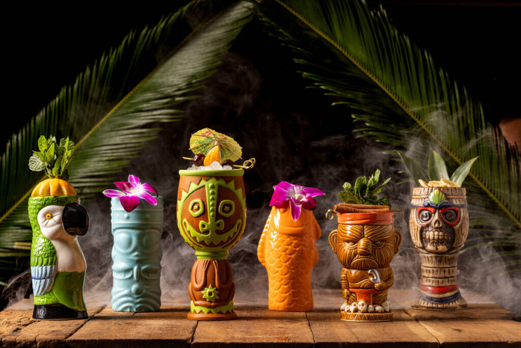 A selection of cocktails from The Tiki Bar, opening in late December 2025 in Excalibur on the L ...