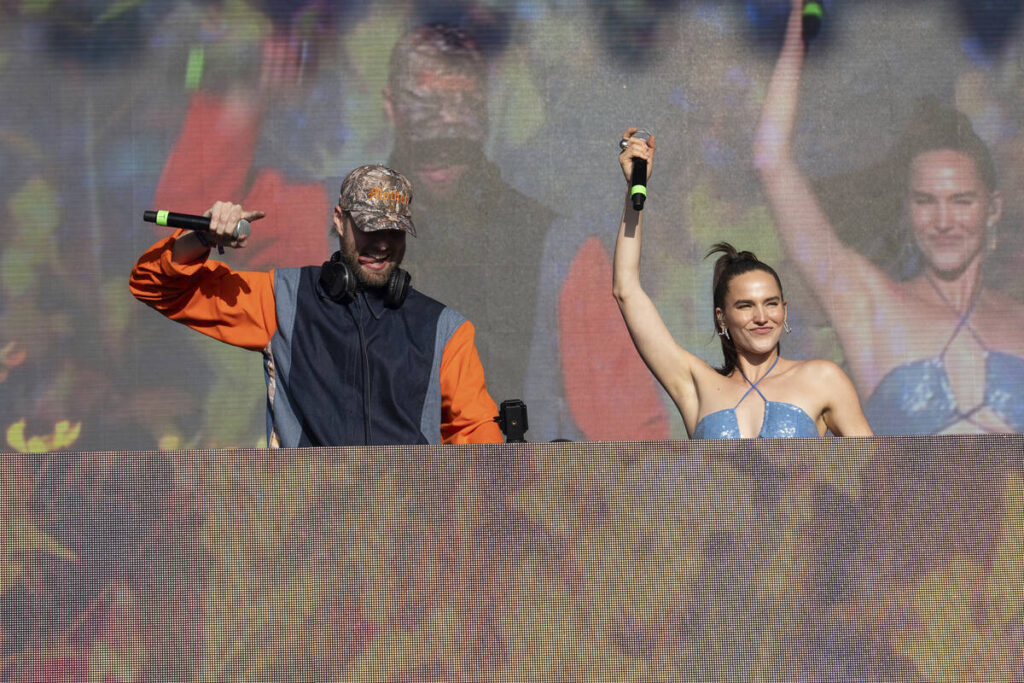 Tucker Halpern, left, and Sophie Hawley-Weld of Sofi Tukker perform at the 2025 BottleRock Napa ...