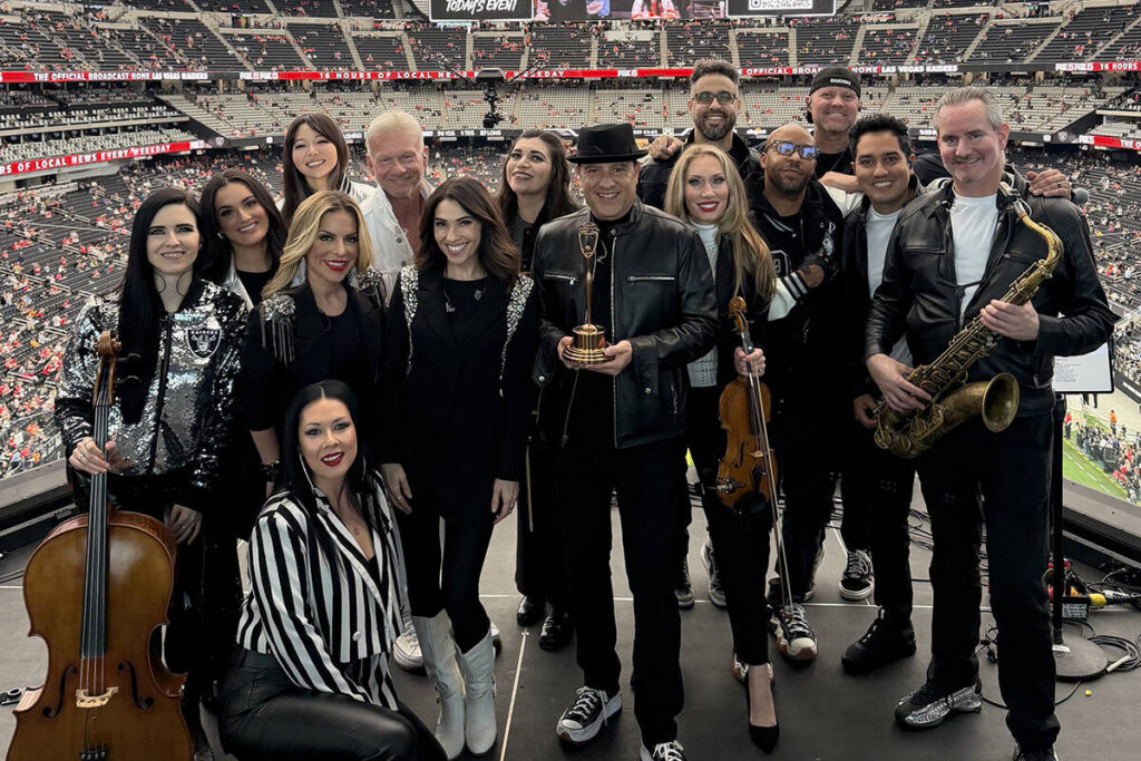 David Perrico and the Raiders House Band poses for a photo during the Raiders' season-ending, 1 ...