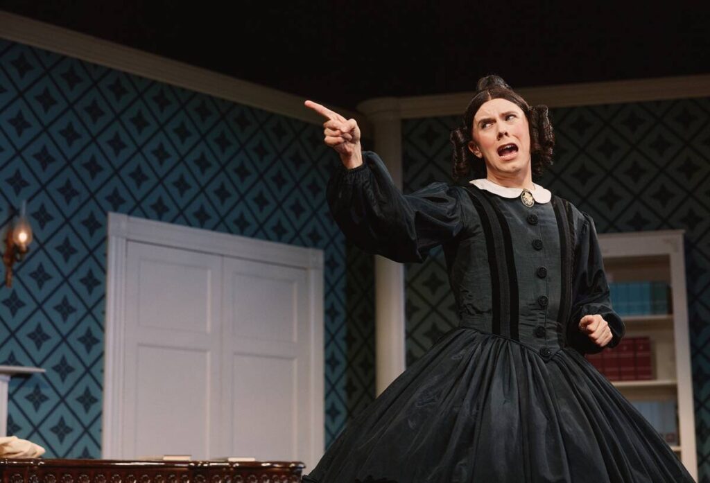 Cole Escola is shown as Mary Todd Lincoln in "Oy, Mary!" on Broadway. The dark comedy is set fo ...