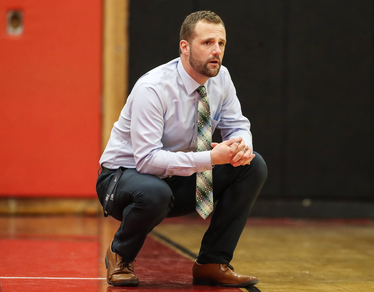 East Brunswick head coach Travis Retzlaff during the girls basketball game between Woodbridge and East Brunswick at Woodbridge High School in Woodbridge, NJ on 2/2/26.