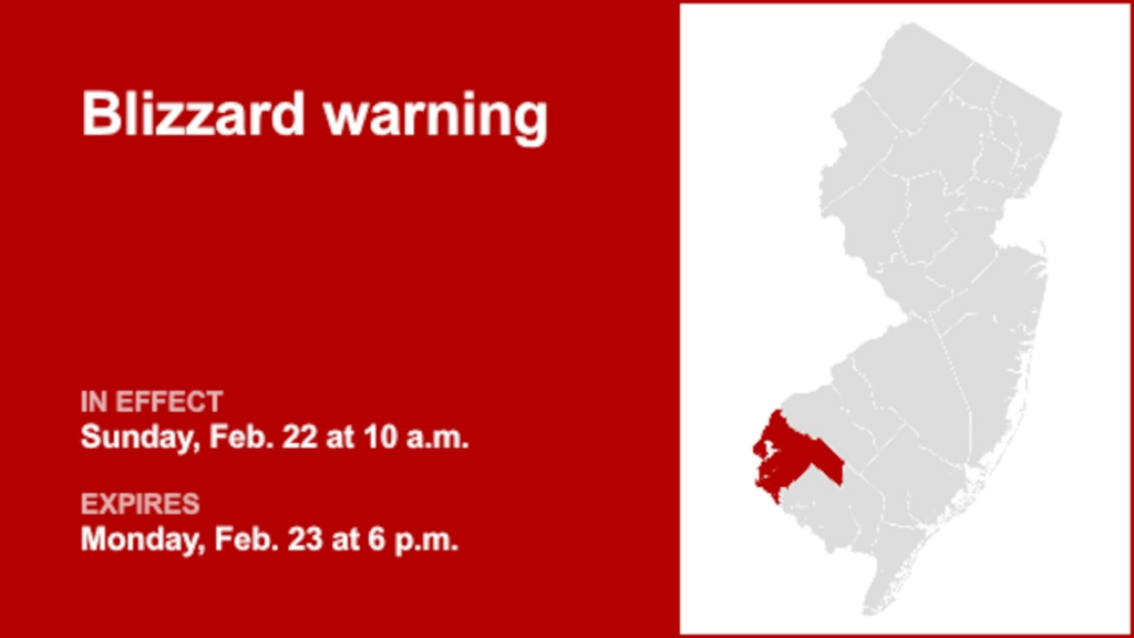 Blizzard warning affecting Salem County until Monday evening – gusts could peak at 45 mph