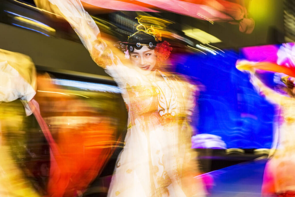 Dancers perform the Chinese ribbon dance during the sixth annual Chinese New Year in the Desert ...