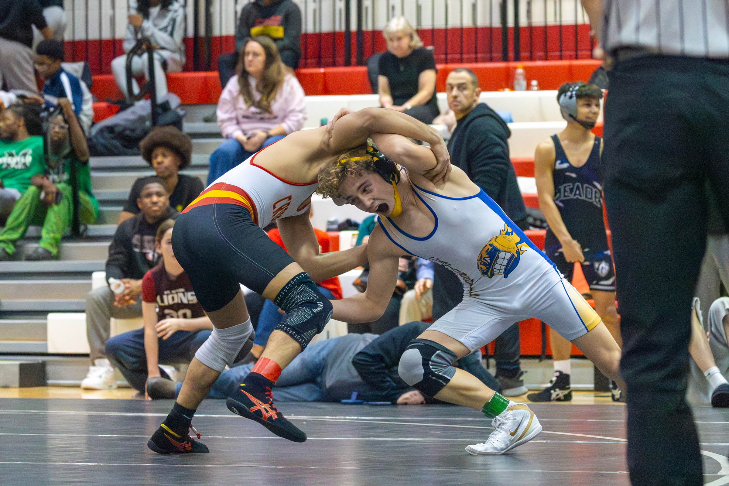 Owen Shelley, Catonsville, shoots towards opponent Nyle Borges, Crofton, during...