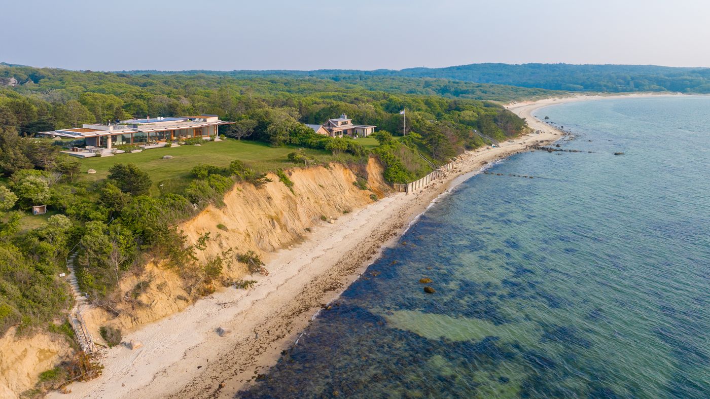 An aerial view of Minawetu on Lambert's Cove, West Tisbury.