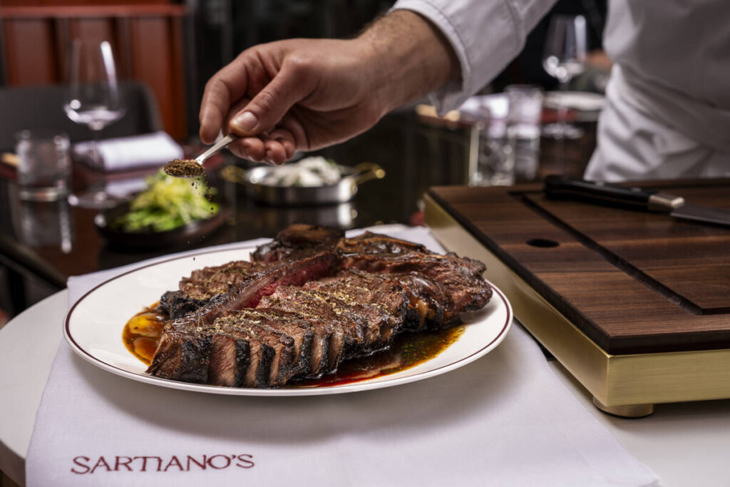 The 40-ounce bistecca Fiorentina from Sartiano's Italian Steakhouse opening March 4, 2026, at W ...