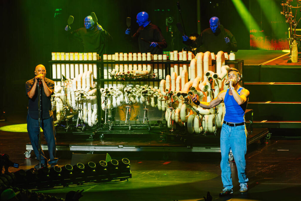 311 performs with the Blue Man Group at Dolby Live in Park MGM Sunday, March 8, 2026, in Las Ve ...