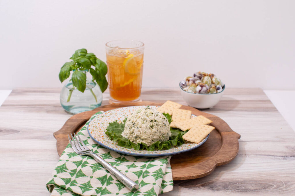 A scoop of Lauryn's Lemon Basil chicken salad from Chicken Salad Chick, the fast-casual chain s ...