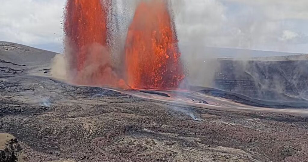 Towering lava fountains of Hawaii’s Kilauea volcano trigger park and highway closures