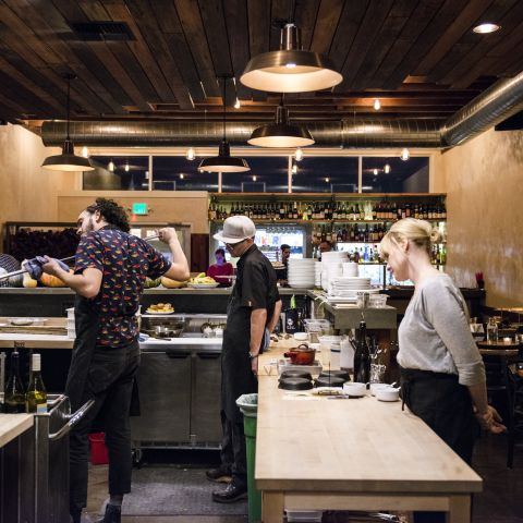 Wood-fired seasonal pizzas being prepared at Tastebud.