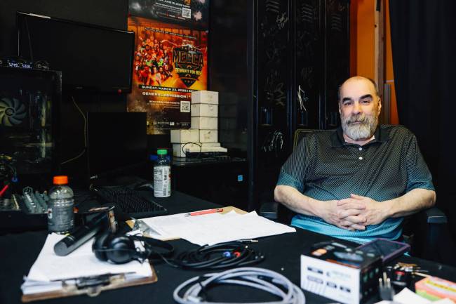 Joe DeFalco sits in his office at the Future Stars of Wrestling Wednesday, March 18, 2026, in L ...