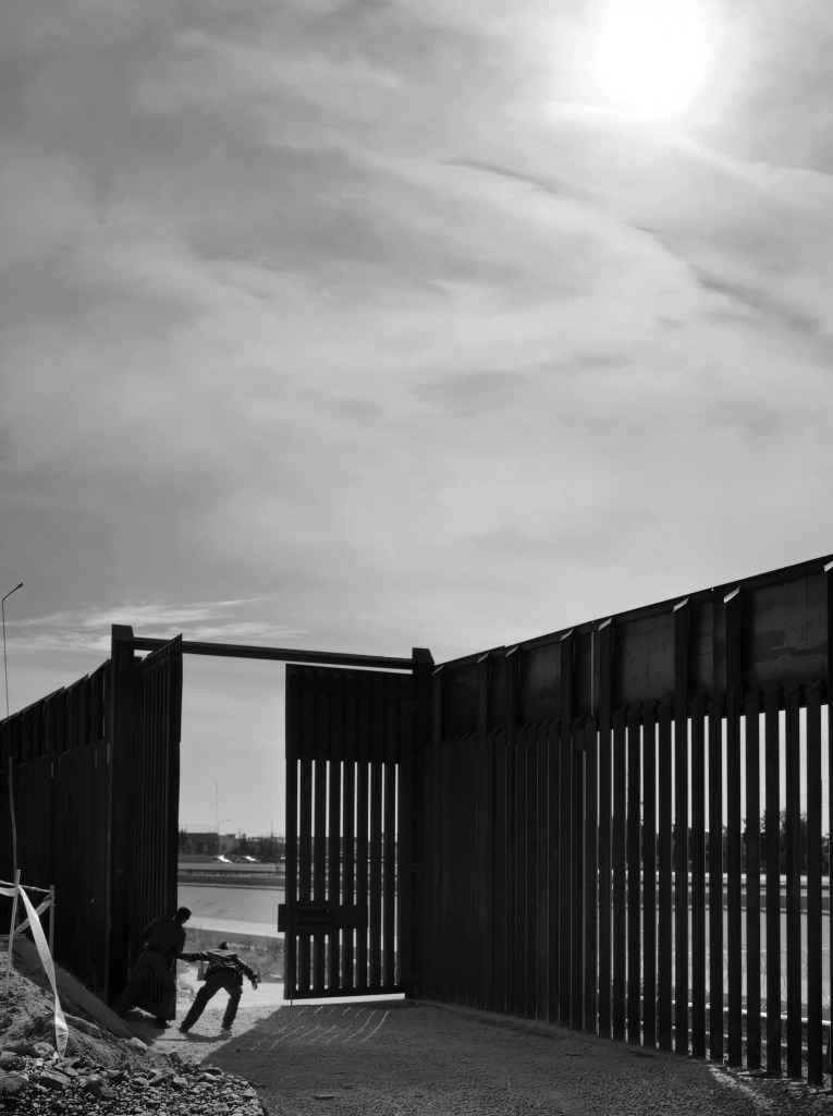 The border wall in a still from The Great Experiment. Photo courtesy of the filmmakers.