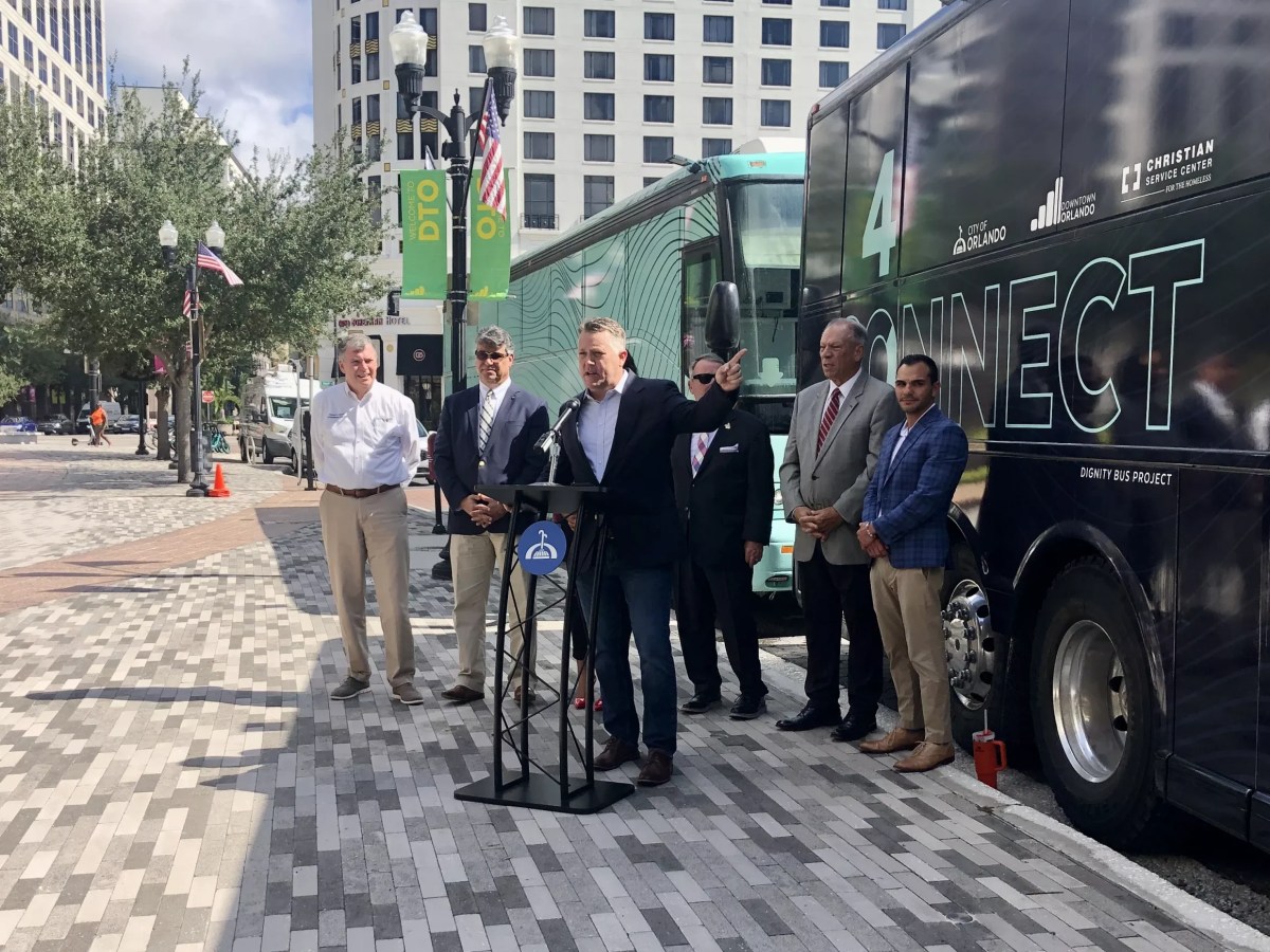 Orlando’s new ‘dignity buses’ offer nightly shelter for the homeless