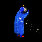 This is an illustration of a person gazing at a cluster of stars.