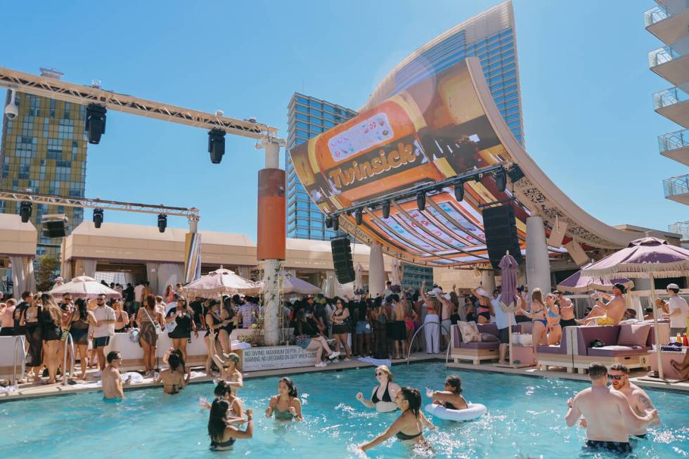 Scenes from the Marquee Dayclub on Saturday, April 11, 2026, at The Cosmopolitan. (Liv Paggiari ...