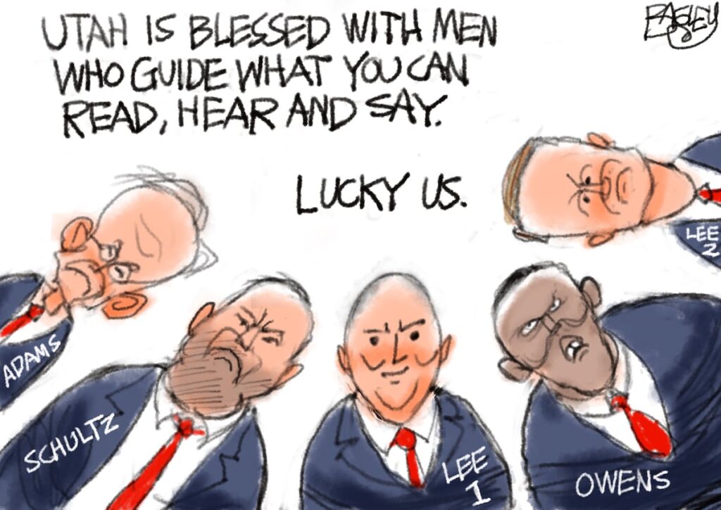Bagley Cartoon: 1984 Elevated - The Salt Lake Tribune