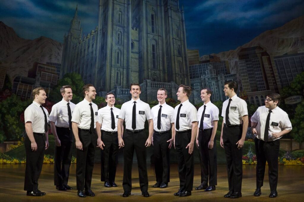 The cast of "The Book of Mormon" performs in Washington, D.C., on November 17, 2017. (Julieta C ...